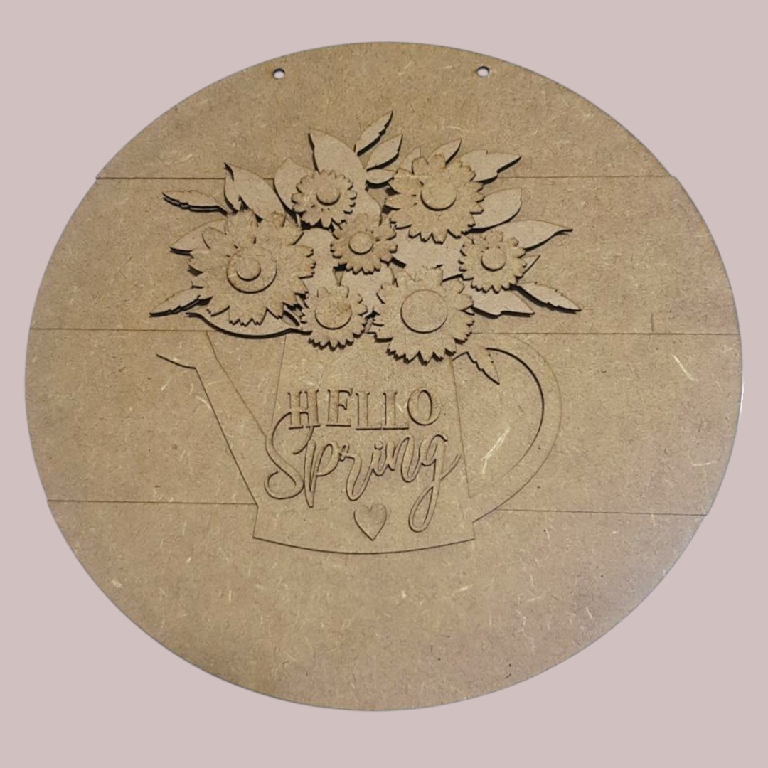 Hello Spring Watering Can Door Hanger - DIY Wooden Craft Kit