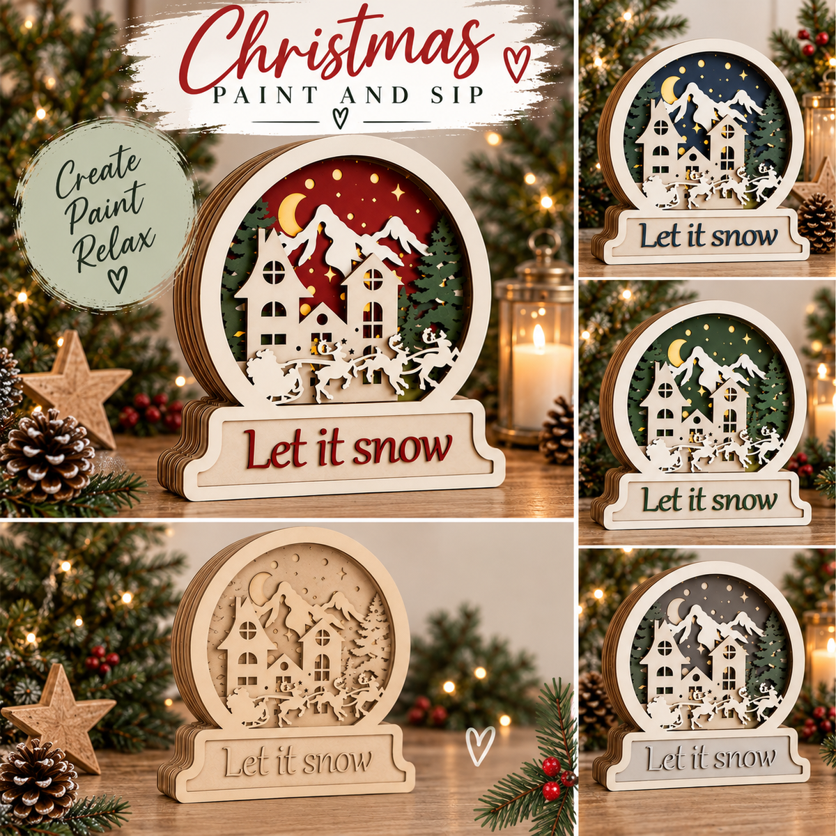 Christmas Paint n Sip Workshop, St Giles Church Hall, Balderton, Newark. Saturday 21st November 10am -1pm.