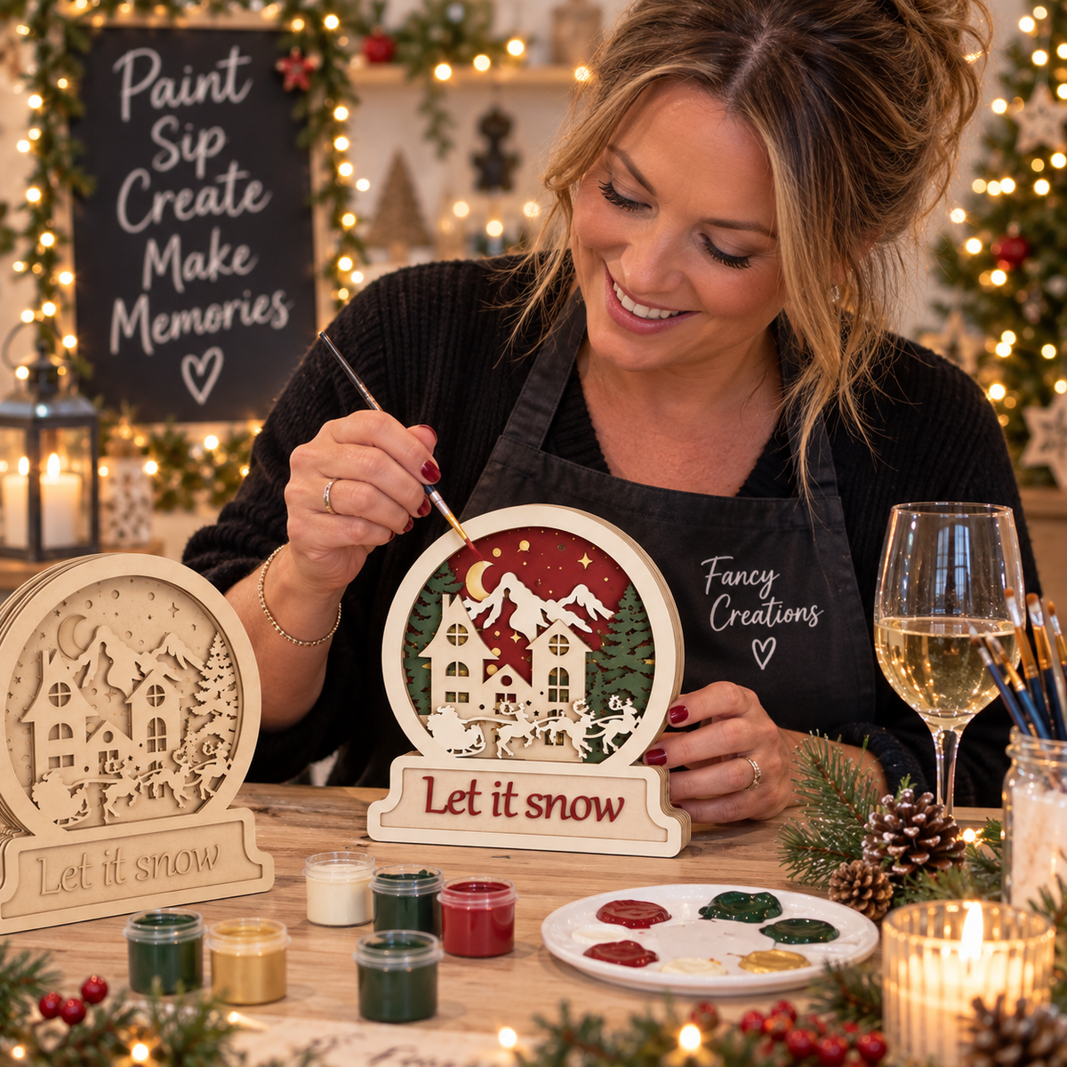 Christmas Paint n Sip Workshop, St Giles Church Hall, Balderton, Newark. Saturday 21st November 10am -1pm.