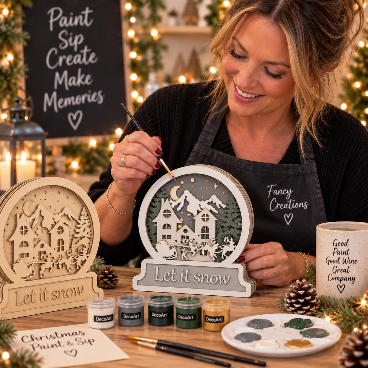 Christmas Paint n Sip Workshop, St Giles Church Hall, Balderton, Newark. Saturday 21st November 10am -1pm.