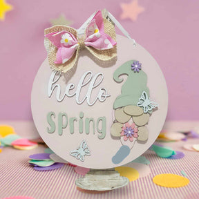 Hello Spring Gnome Door Hanger - DIY Wooden Craft Kit