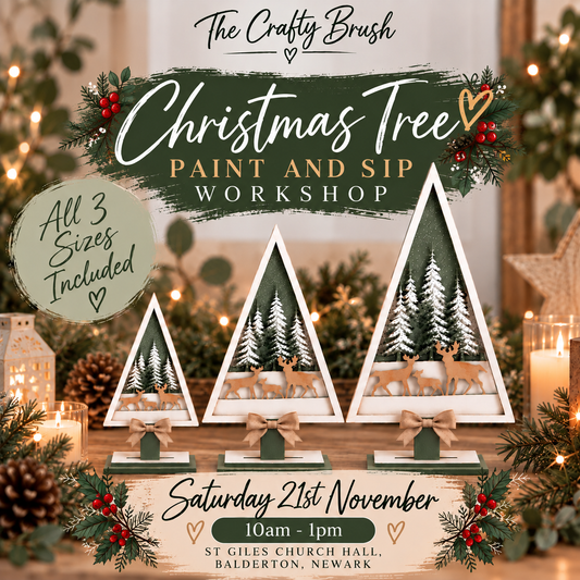 Christmas Paint n Sip Workshop, 3 x Christmas Trees St Giles Church Hall, Balderton, Newark. Saturday 21st November 10am -1pm.
