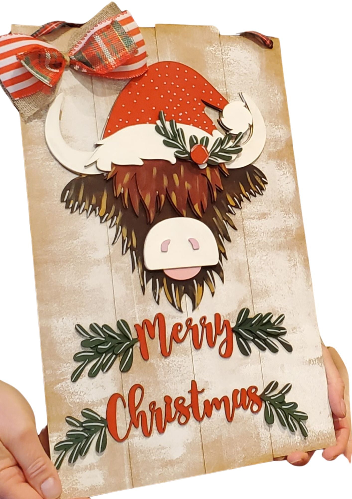 Highland Cow Plaque - Christmas design