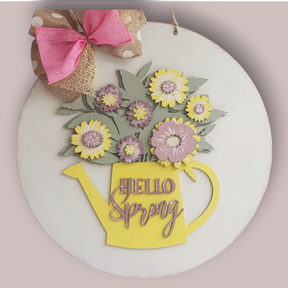 Hello Spring  Watering Can Door Hanger - DIY Wooden Craft Kit